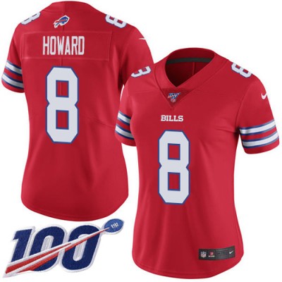 Nike Buffalo Bills #8 O. J. Howard Red Women's Stitched NFL Limited Rush 100th Season Jersey